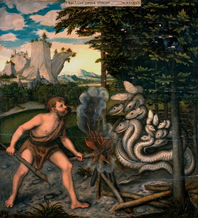 Herakles en de Lernaeïsche Hydra door Lucas the Elder Cranach