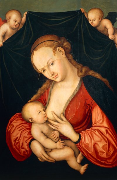 Maagd Maria voedt Jezus door Lucas the Elder Cranach