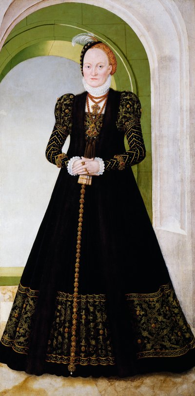 Anna van Denemarken, vrouw van keurvorst Augustus van Saksen door Lucas the Younger Cranach