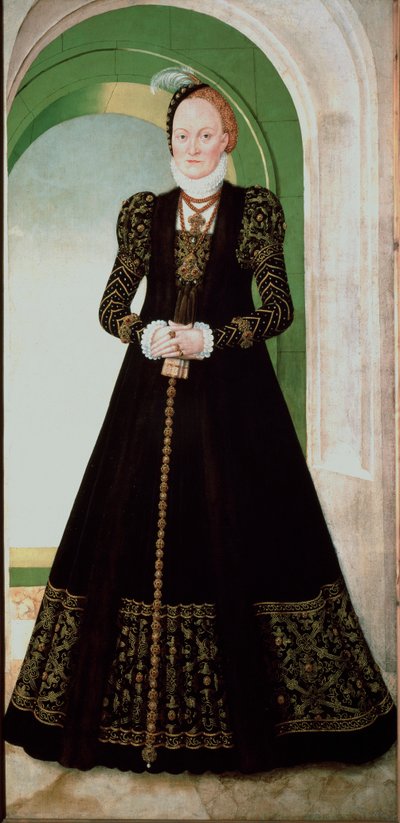 Portret van Anna van Denemarken, vrouw van keurvorst Augustus van Saksen door Lucas the Younger Cranach