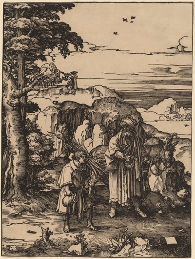 Abraham gaat Isaak offeren door Lucas van Leyden