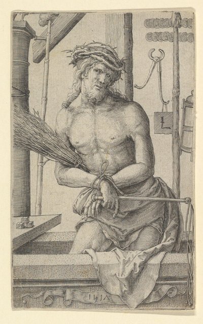 Christus als de Man van Smarten met de Instrumenten van de Passie door Lucas van Leyden