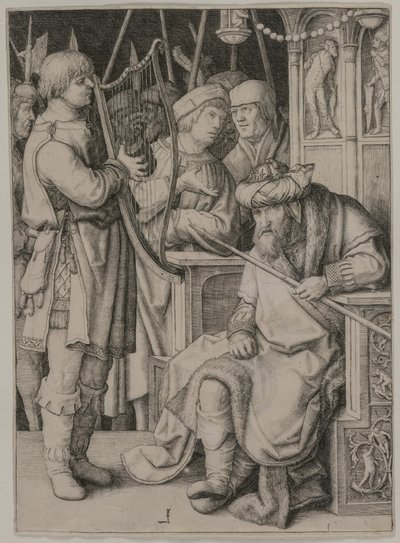David speelt de harp voor Saul, c. 1508 door Lucas van Leyden