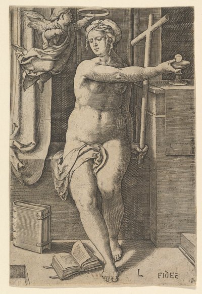 Geloof Fides, uit de serie De zeven deugden door Lucas van Leyden