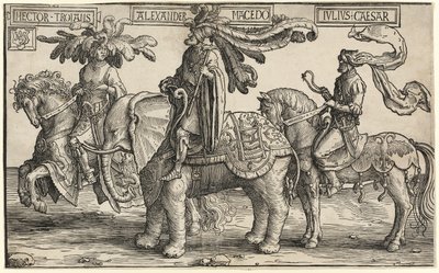 Hector van Troje, Alexander van Macedonië, Julius Caesar, uit De negen helden door Lucas van Leyden