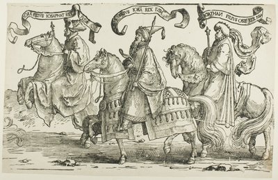 Jehoram, Uzziah, Jotham, plaat drie, uit De Twaalf Koningen van Israël door Lucas van Leyden