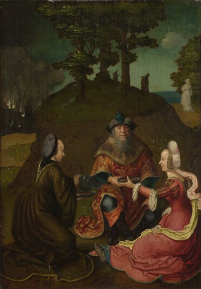 Lots dochters laten hun vader wijn drinken, 1508-1512 door Lucas van, Leyden