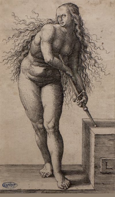 De zelfmoord van Lucretia, tussen 1514 en 1515 (gravure) door Lucas van Leyden