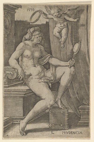 Voorzichtigheid, uit de serie De Zeven Deugden, 1530 door Lucas van Leyden