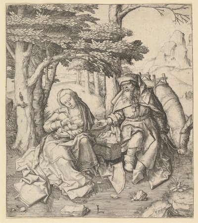Rust tijdens de vlucht naar Egypte, ca. 1506 door Lucas van Leyden