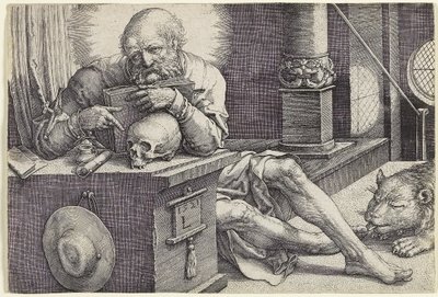 Sint Hiëronymus in Zijn Studie, 1521 door Lucas van Leyden