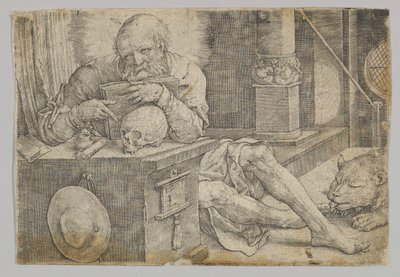 Sint Hiëronymus in zijn studeerkamer, 1521 door Lucas van Leyden