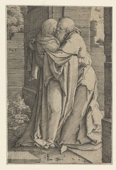 St. Joachim omhelst St. Anna, 1520 door Lucas van Leyden