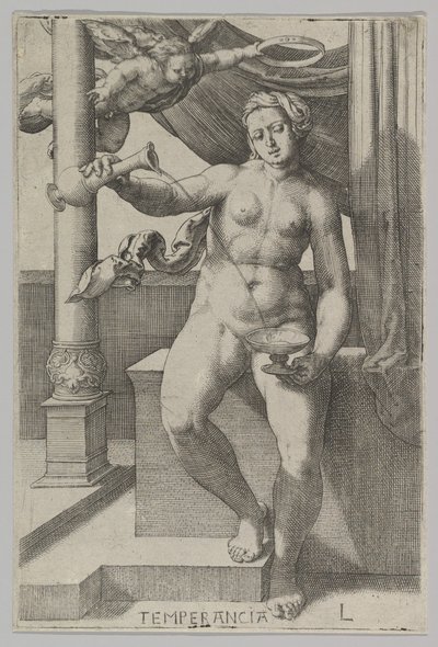Matigheid, uit de serie Deugden door Lucas van Leyden