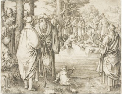 De Doop van Christus in de Rivier Jordaan door Lucas van Leyden