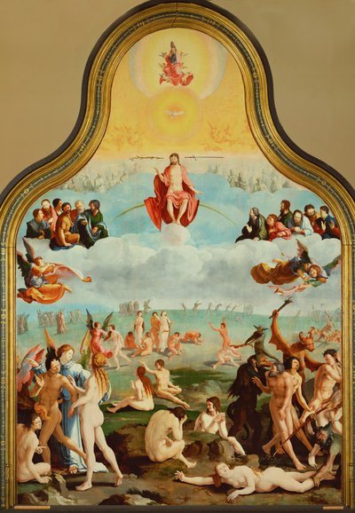 De rechtvaardigen in afwachting van hun aanname (olieverf op hout) door Lucas van Leyden