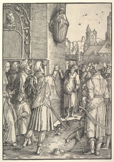 De Dichter Vergilius in een Mand door Lucas van Leyden