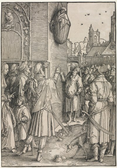 De Kracht van Vrouwen: De Dichter Vergilius Opgehangen in een Mand door Lucas van Leyden