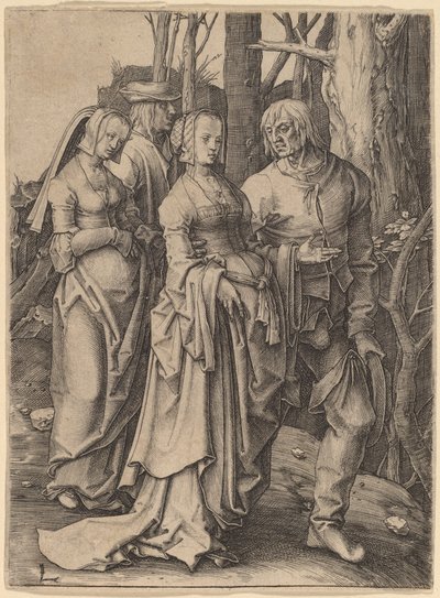 De Twee Stellen in het Bos door Lucas van Leyden