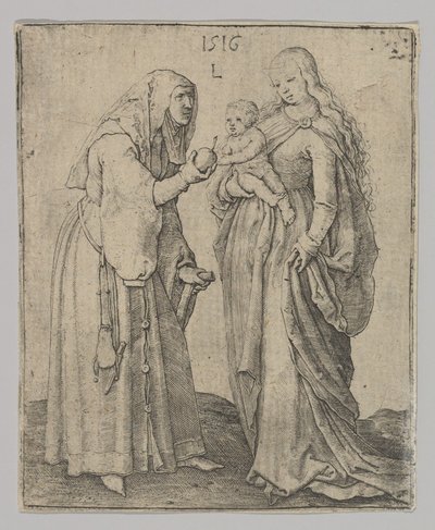 De Maagd met Kind en St. Anna, 1516 door Lucas van Leyden
