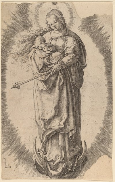 De Maagd en het Kind op de Halve Maan door Lucas van Leyden