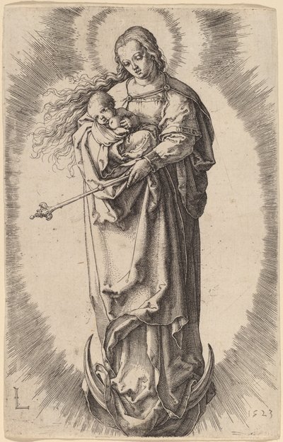 De Maagd en het Kind op de halve maan door Lucas van Leyden