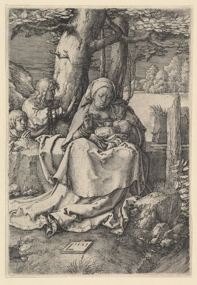 De Maagd en het Kind met twee engelen, 1523 door Lucas van Leyden