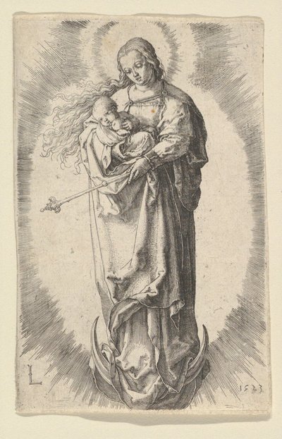 De Maagd met kind op de halve maan door Lucas van Leyden