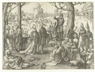 Het wereldse leven van Maria Magdalena De dans van Maria Magdalena door Lucas van Leyden