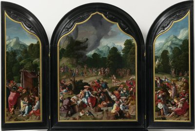 Drieluik met de aanbidding van het gouden kalf door Lucas van Leyden