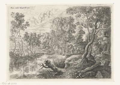 Landschap met een beek door Lucas van Uden