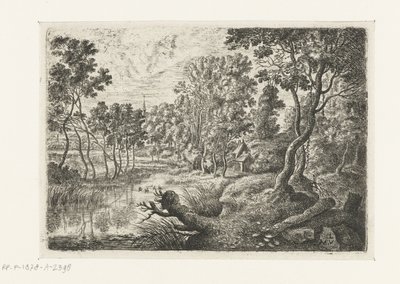 Landschap met een beek door Lucas van Uden