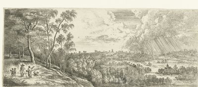 Landschap met een regenbui door Lucas van Uden