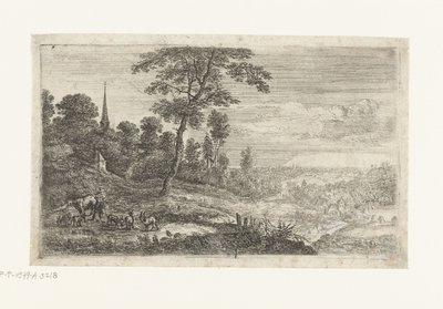 Landschap met een veehoeder door Lucas van Uden