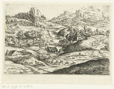 Landschap met ruiters door Lucas van Uden