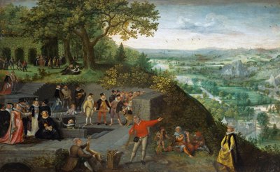 Keizer Rudolf II tijdens een drinkkuur door Lucas van Valckenborch