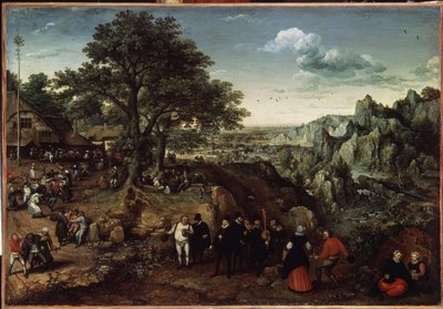 Landschap met een dorpsfeest door Lucas van Valckenborch