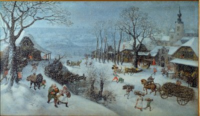 Winter. Een dorp onder de sneeuw door Lucas van Valckenborch