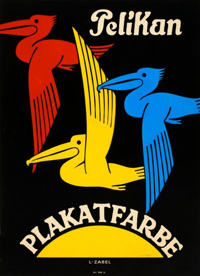Pelikan poster kleur door Lucian Zabel