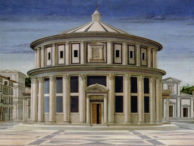 Zicht op een ideale stad, of De Stad van God (detail) door Luciano Laurana