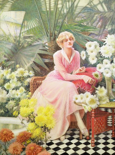 In de serre, c.1920 door Lucien Davis