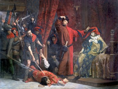 De provoost van de kooplieden en zijn erfgenaam Charles, 1879 door Lucien Etienne Melingue