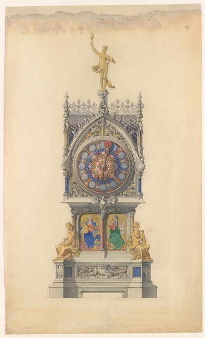 Ontwerp voor geëmailleerde klok, ca. 1882 door Lucien Falize