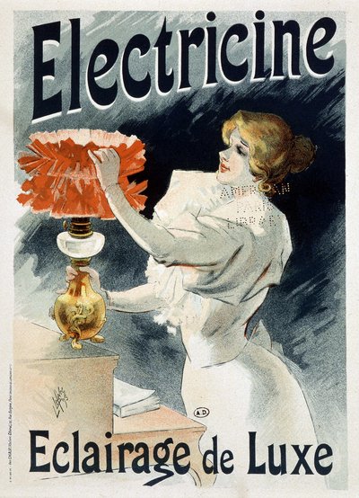 Posteradvertentie van Electricine: luxe verlichting door Lucien Lefevre
