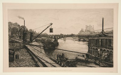 De brug van Saints-Peres in Parijs door Lucien Marcelin Gautier