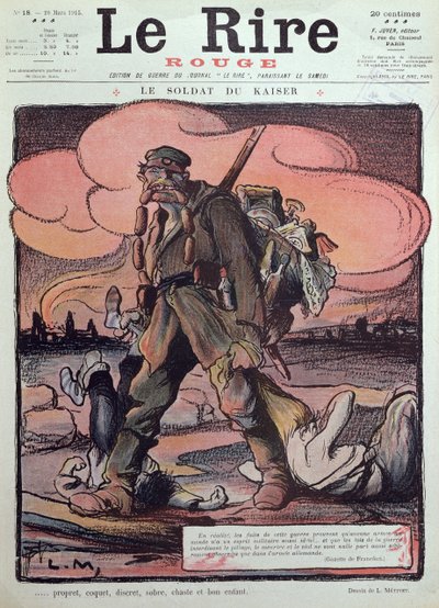 Karikatuur van een Duitse soldaat, van de voorpagina van 