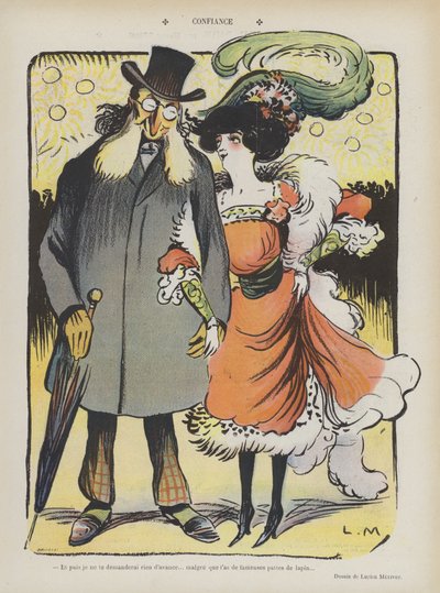 Vertrouwen. Illustratie voor Le Rire door Lucien Metivet