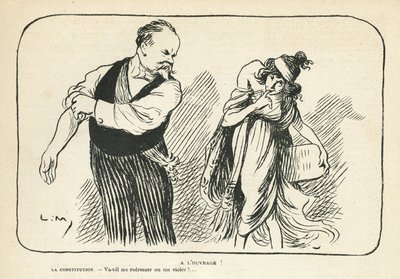 Illustratie in Le Rire, 01/02/13 - Aan het werk - Medisch, President van de Republiek, Grondwet, Verkrachting - Poincaré Raymond - Fysieke misvormingen door Lucien Metivet
