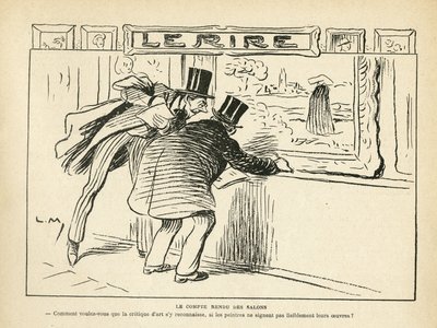 Illustratie in Le Rire, 20/04/12 - De beoordeling van tentoonstellingen - Kunst, Schilderijententoonstellingen, Cartoontentoonstellingen - Kunstbeoordelingen door Lucien Metivet