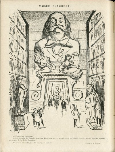 Illustratie in Le Rire, 24/12/21 - Museum Flaubert (gravure) door Lucien Metivet